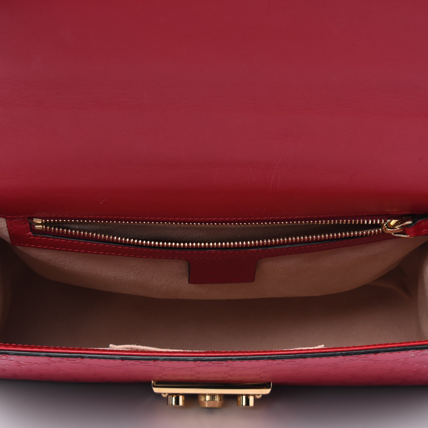Gucci Guccissima Medium Padlock Shoulder Bag Hibiscus Red 5 of 16