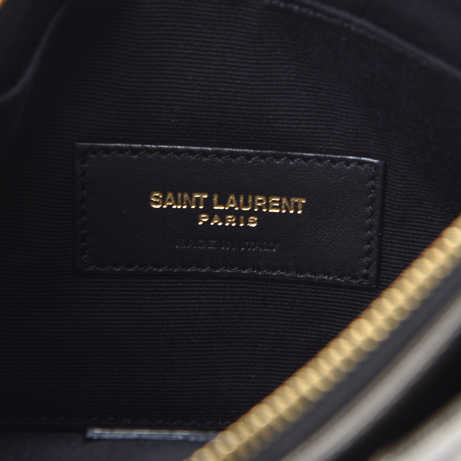 Saint Laurent Metallic Grain De Poudre Matelasse Chevron Monogram Bill Pouch Piombo 5 of 7