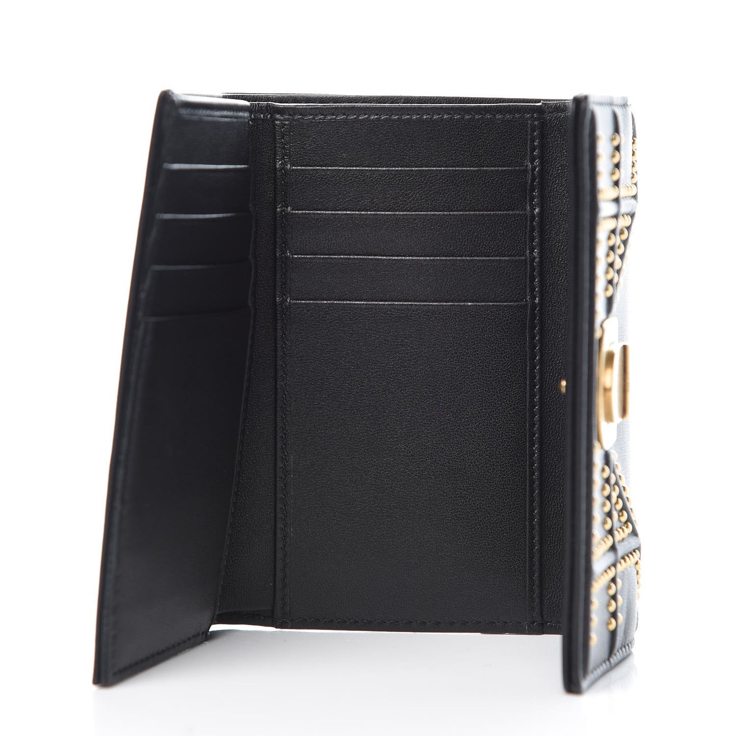 Lambskin Cannage Studded Diorama Elancee Wallet Black
