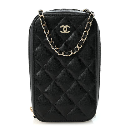 Chanel Caviar Quilted Phone Holder Wallet On Chain WOC Black 1 of 10