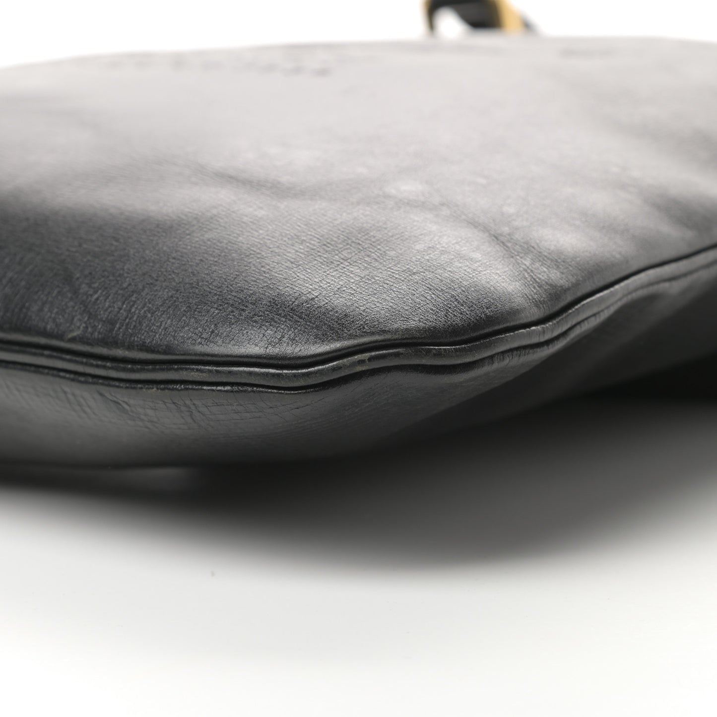 Textured Calfskin Crest Embossed Large Tote Black