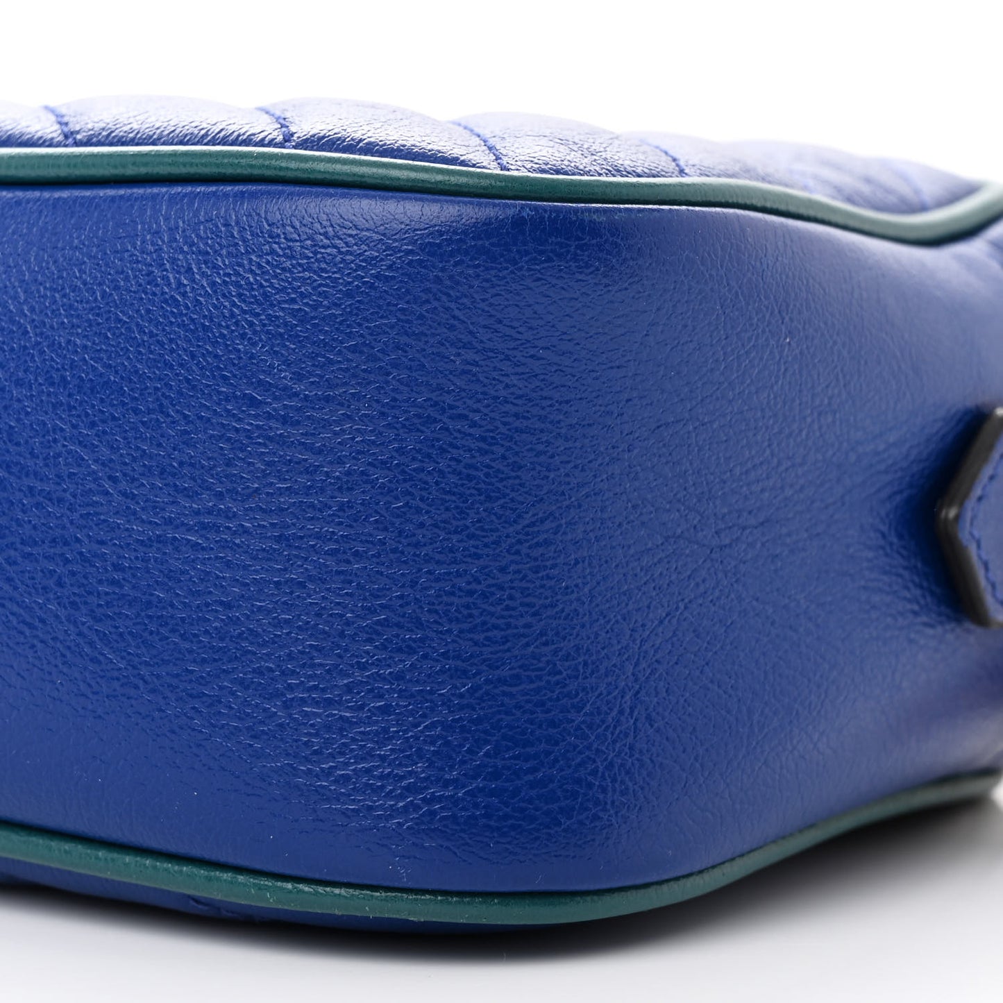 Azalea Calfskin Enamel Matelasse Diagonal Small Torchon GG Marmont Chain Shoulder Bag Imperial Blue Pavone