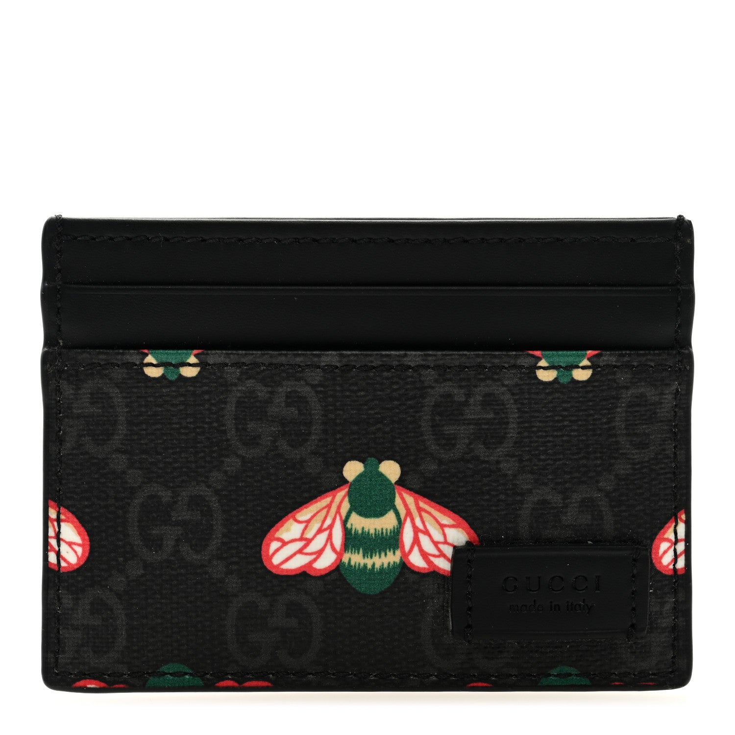 Gucci GG Supreme Monogram Bee Multicolor Appia Calfskin Card Holder Black Multicolor 1 of 6