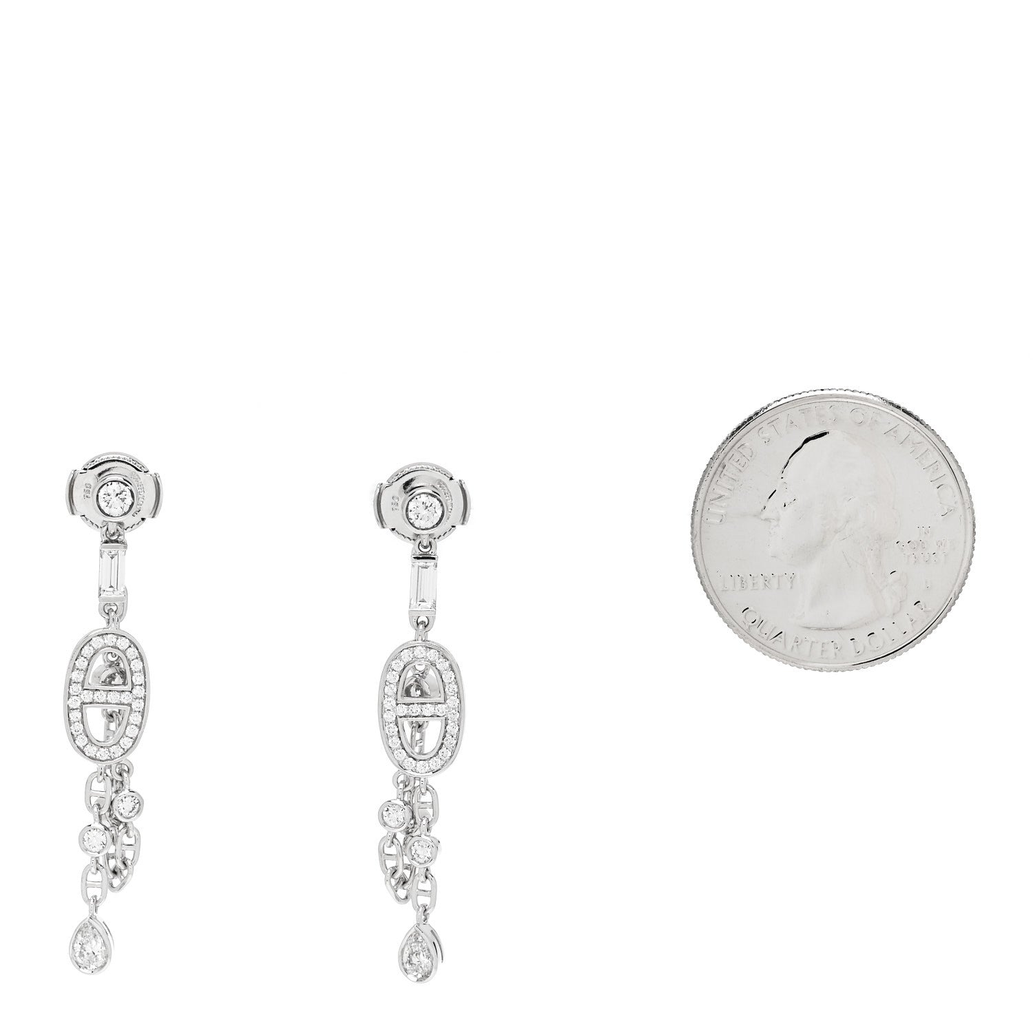 Hermes 18K White Gold Diamond Chaine D'Ancre Chaos Fancy Earrings 2 of 5