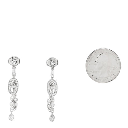 Hermes 18K White Gold Diamond Chaine D'Ancre Chaos Fancy Earrings 2 of 5