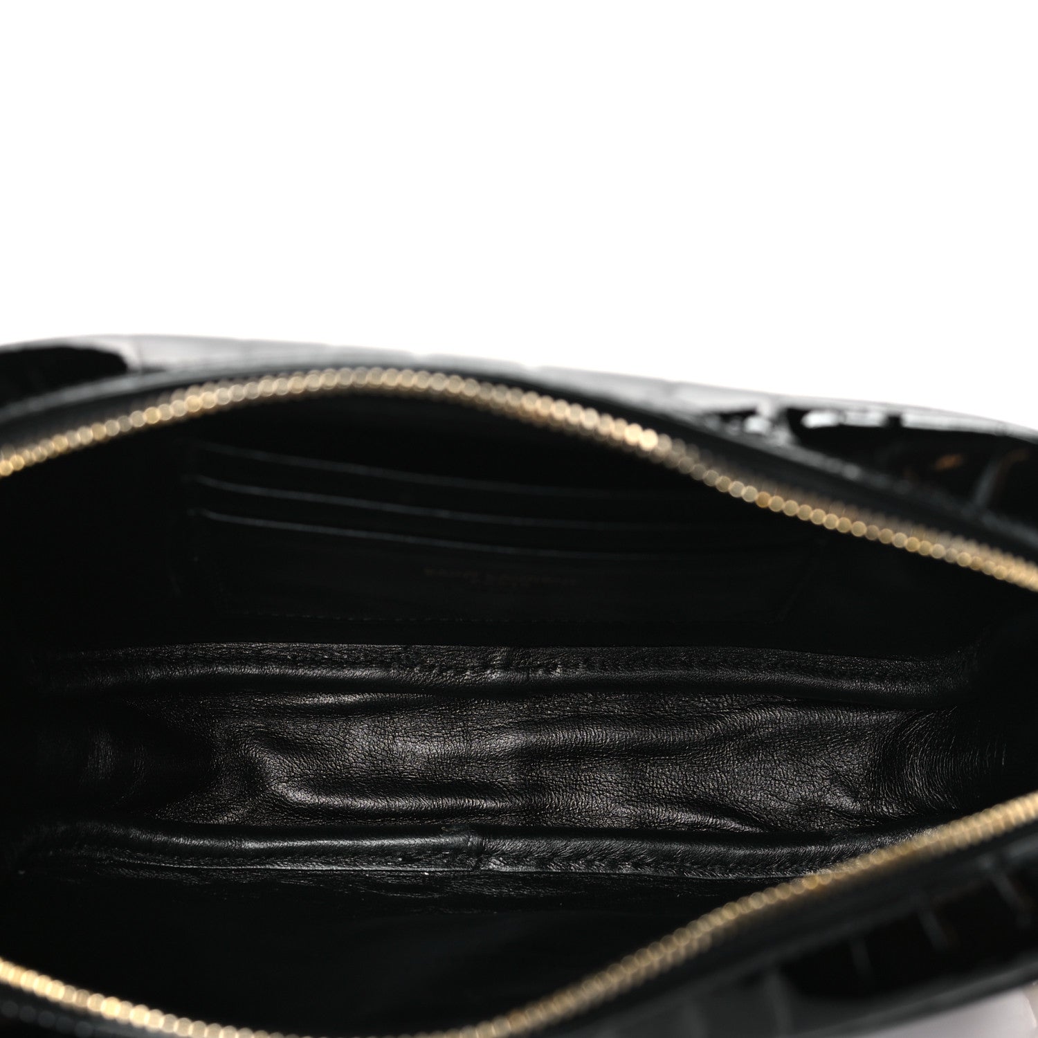Saint Laurent Patent Calfskin Crocodile Embossed Monogram Mini Lou Camera Bag Black 5 of 9
