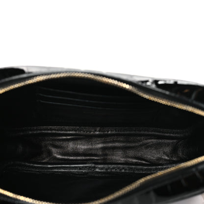 Saint Laurent Patent Calfskin Crocodile Embossed Monogram Mini Lou Camera Bag Black 5 of 9