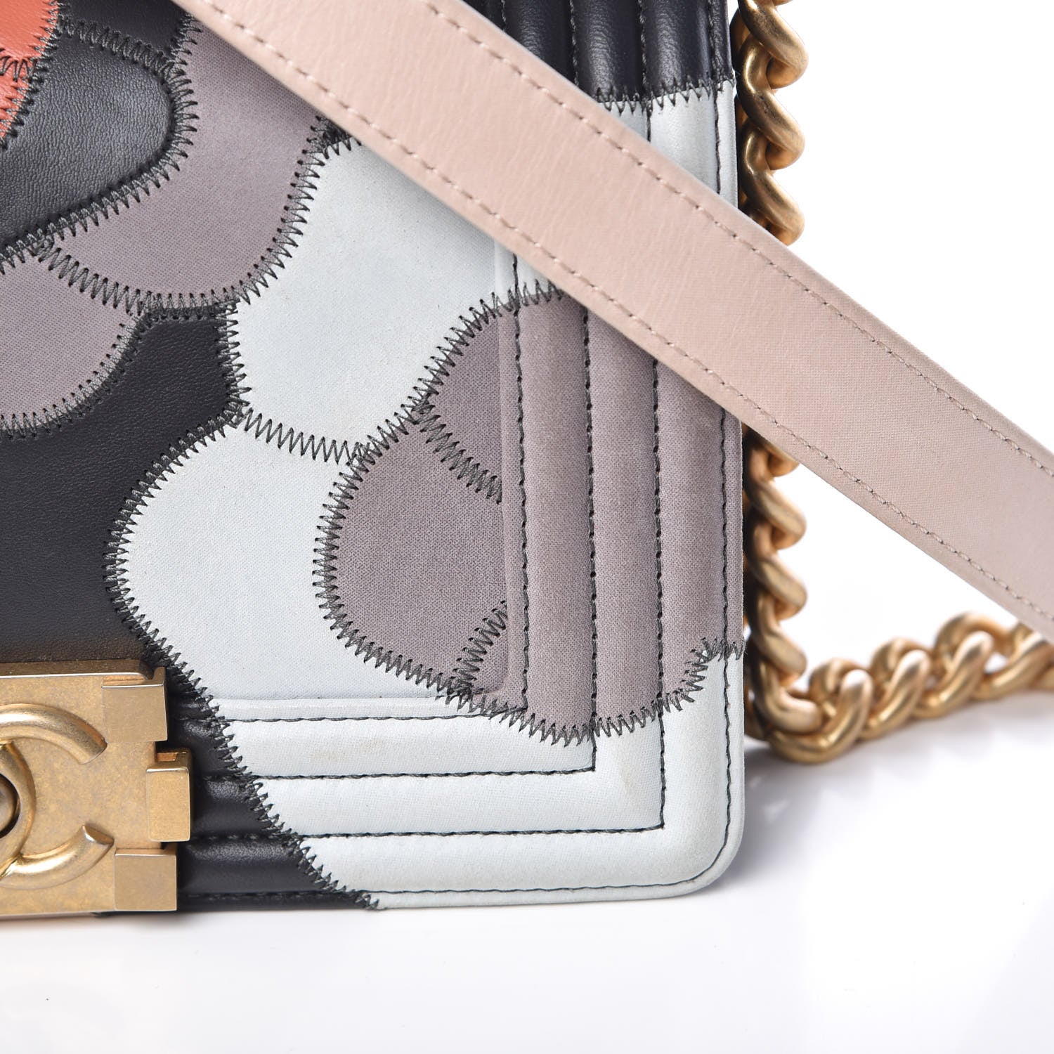 Chanel Lambskin Suede Patchwork Small Act I Camellia Boy Flap Charcoal Brown Pink 9 of 15