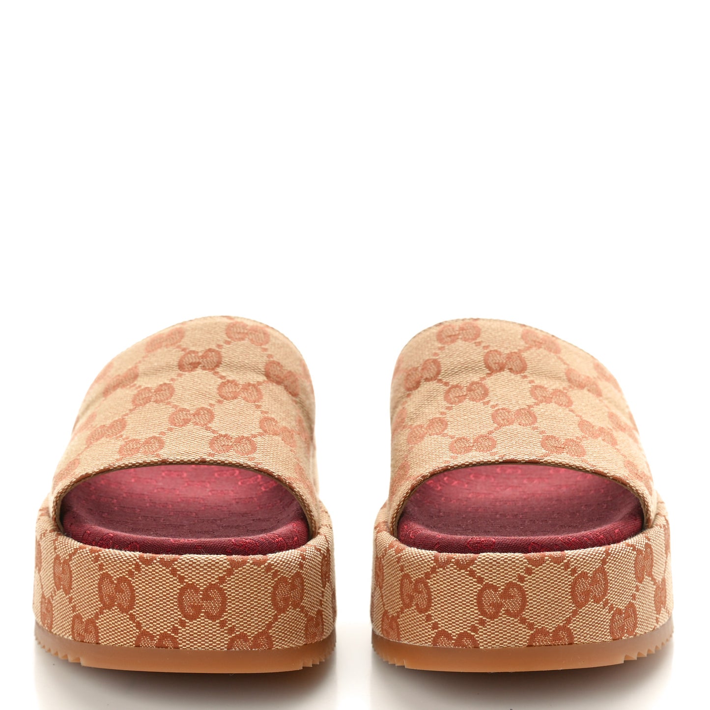 Canvas GG Monogram Angelina Platform Slide Sandals 36.5 Beige Ruggine