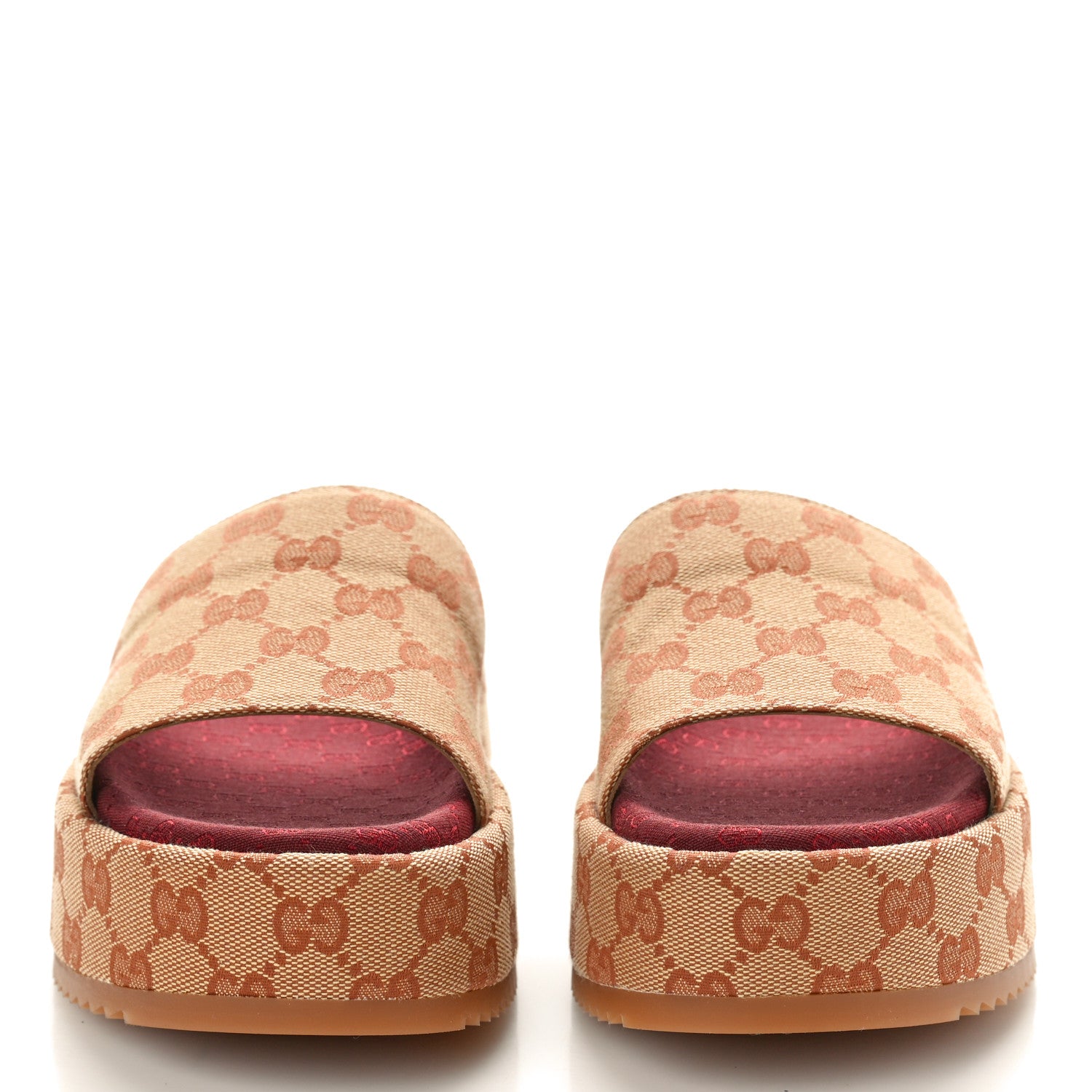 Gucci Canvas GG Monogram Angelina Platform Slide Sandals 36.5 Beige Ruggine 2 of 8