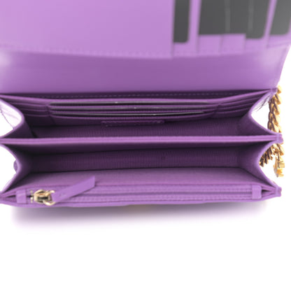 Chanel Lambskin Enamel Quilted Pending CC Clutch With Chain Purple 5 of 9