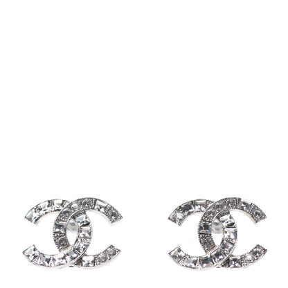 Chanel Baguette Crystal CC Earrings Silver 1 of 4