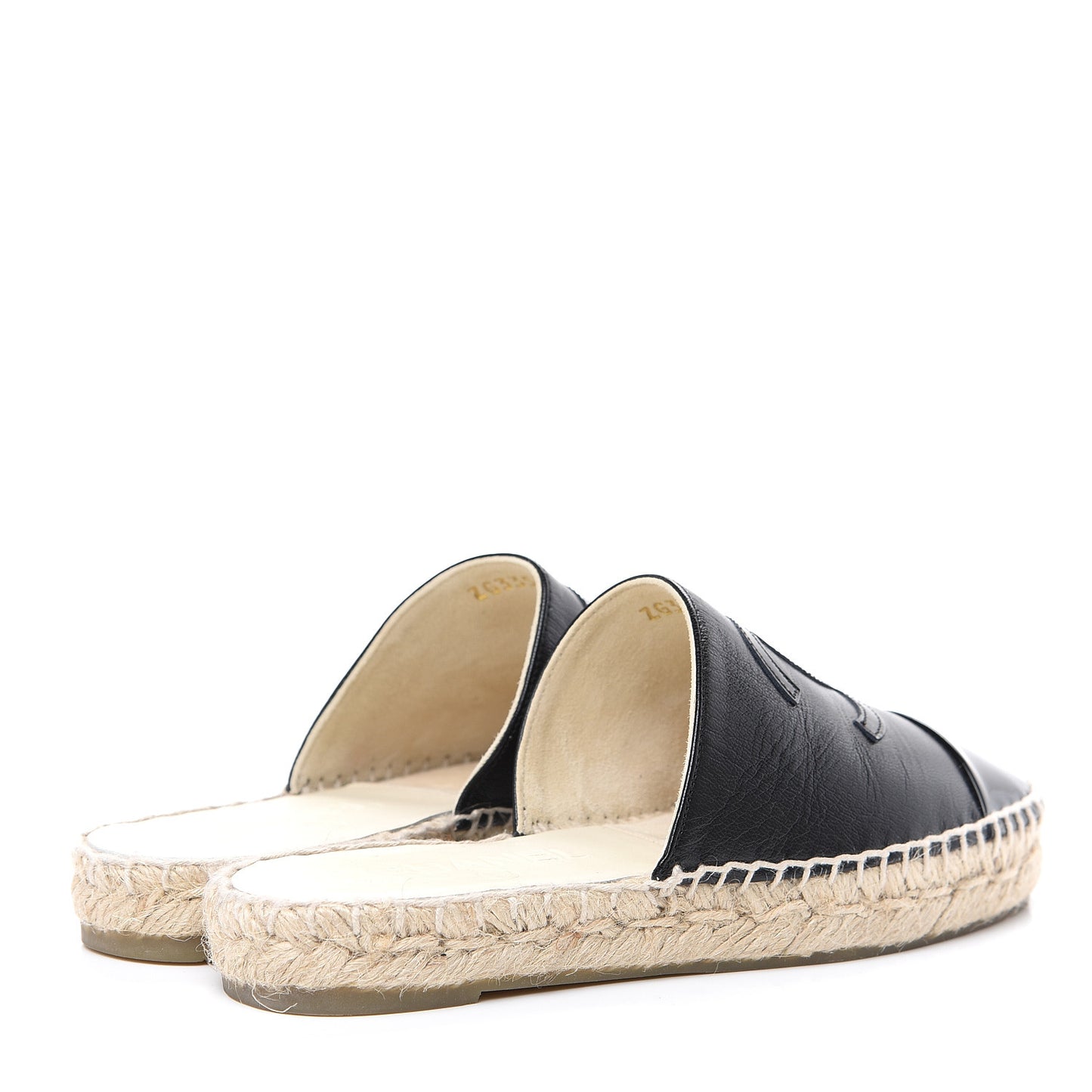 Iridescent Goatskin Patent CC Espadrille Mules 35 Black