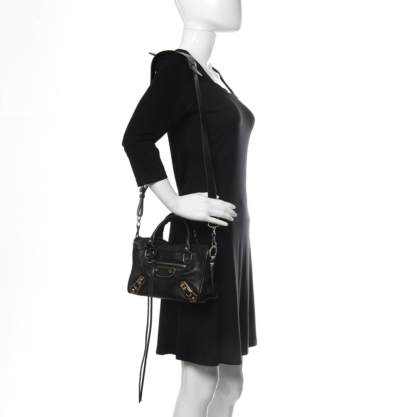 Chevre Gold Metallic Edge Hardware Mini City Black