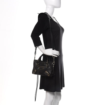 Balenciaga Chevre Gold Metallic Edge Hardware Mini City Black 2 of 10