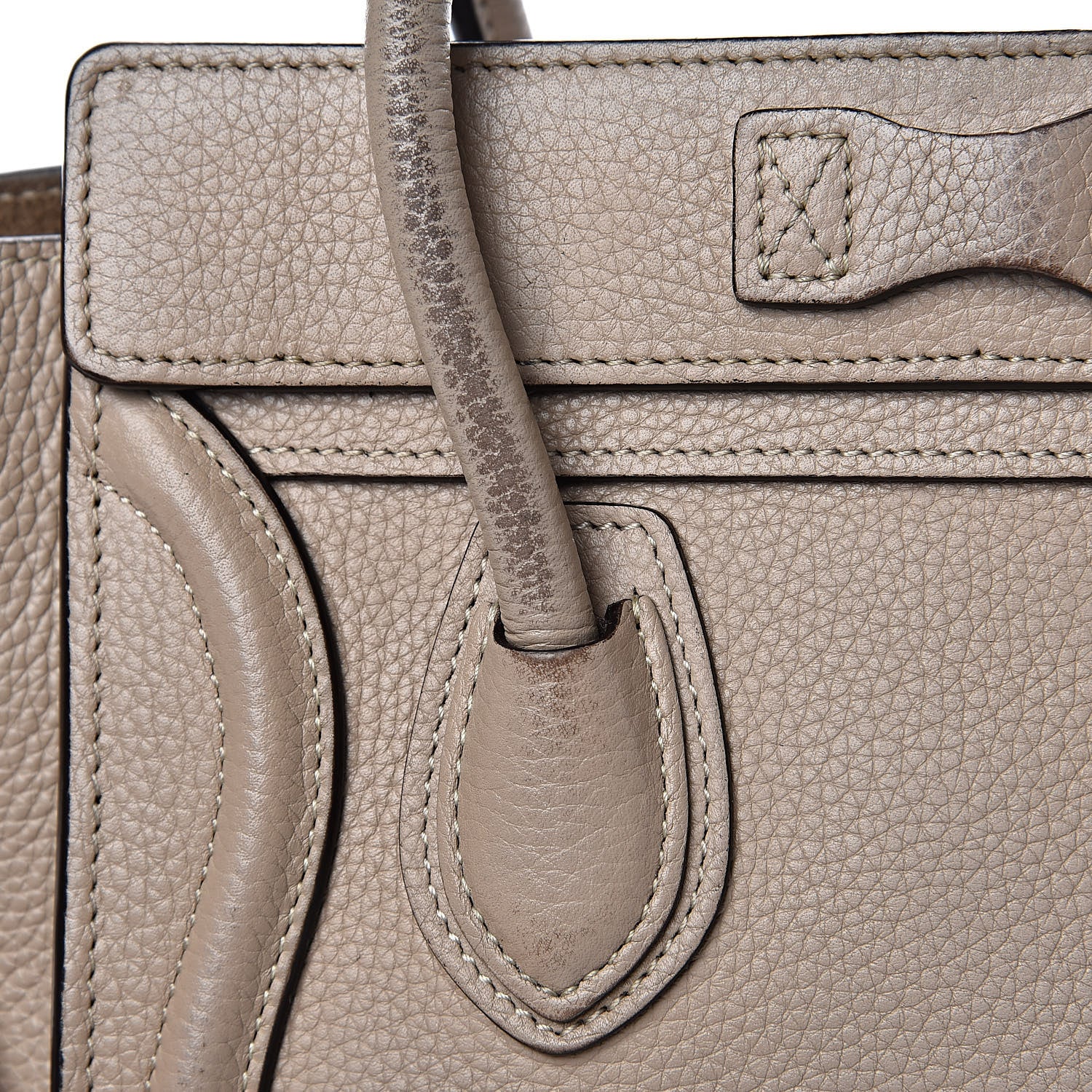 Celine Drummed Calfskin Nano Luggage Dune 15 of 19