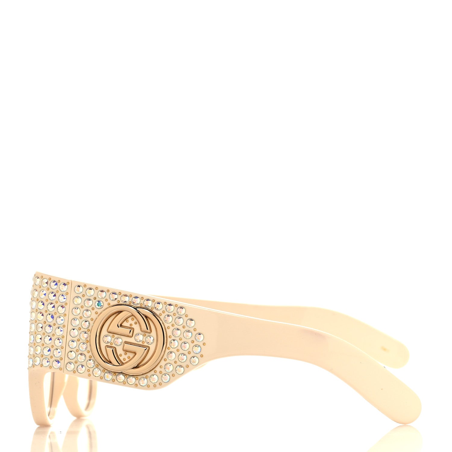 Gucci Acetate Crystal Oversize Hollywood Forever Sunglasses GG0144S Ivory 3 of 9