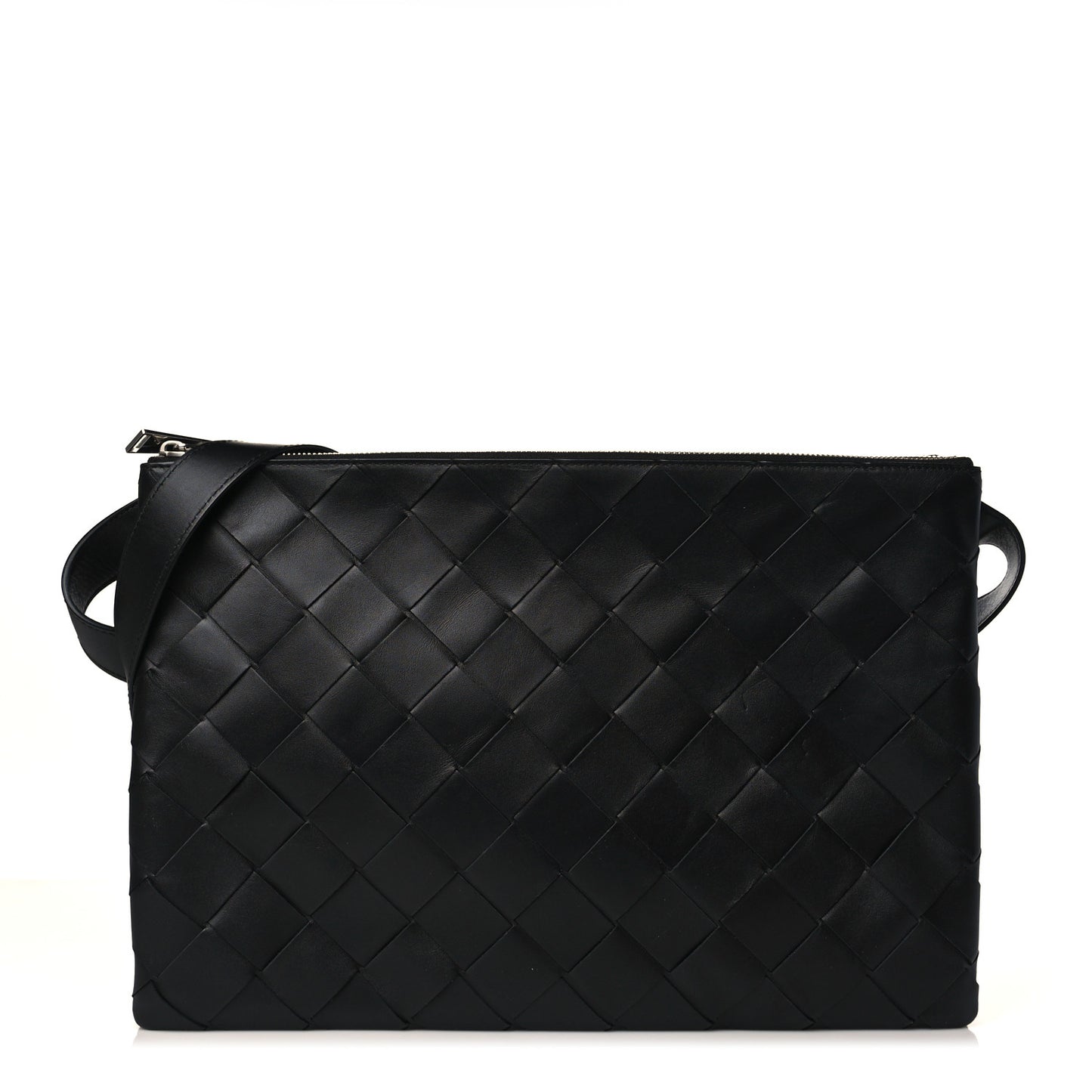 Nappa Intrecciato Triple Zip Messenger Bag Black
