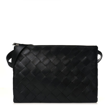 Bottega Veneta Nappa Intrecciato Triple Zip Messenger Bag Black 1 of 11