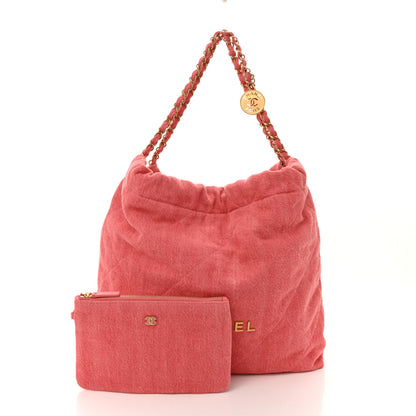 Chanel Washed Denim Quilted Chanel 22 Red 3 of 11