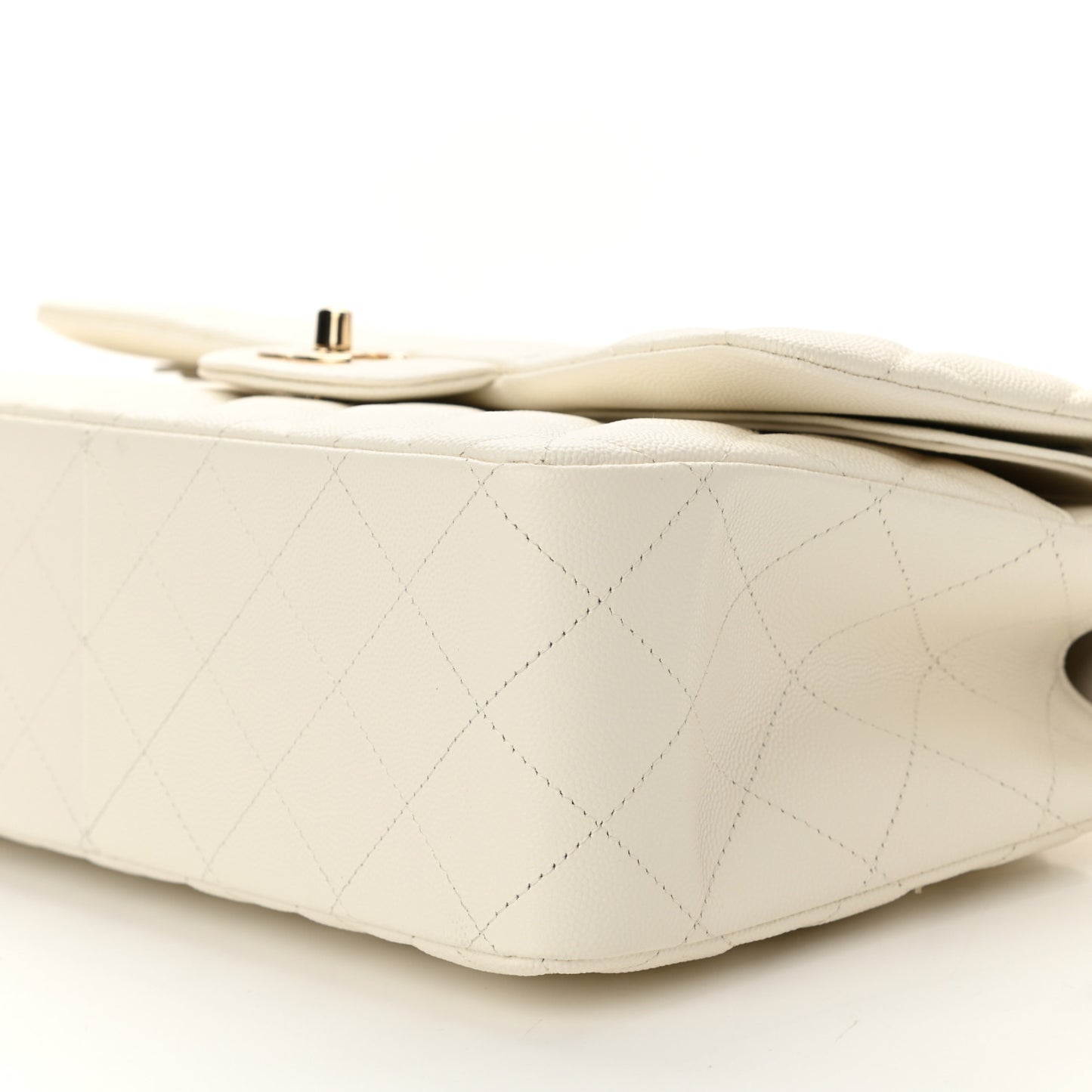Caviar Quilted Jumbo Double Flap White