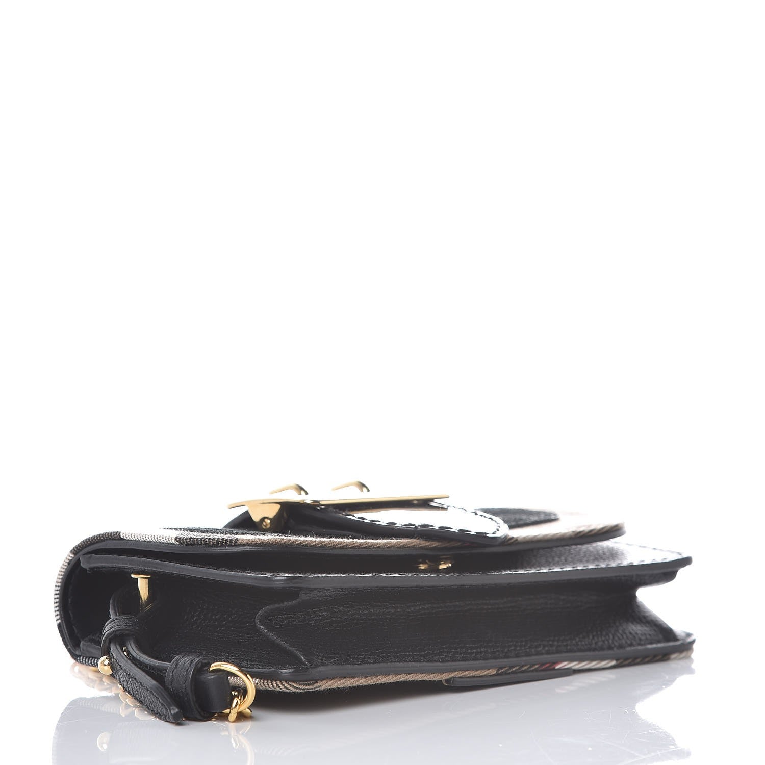 Burberry House Check Calfskin Mini Buckle Phone Crossbody Bag Black 4 of 6