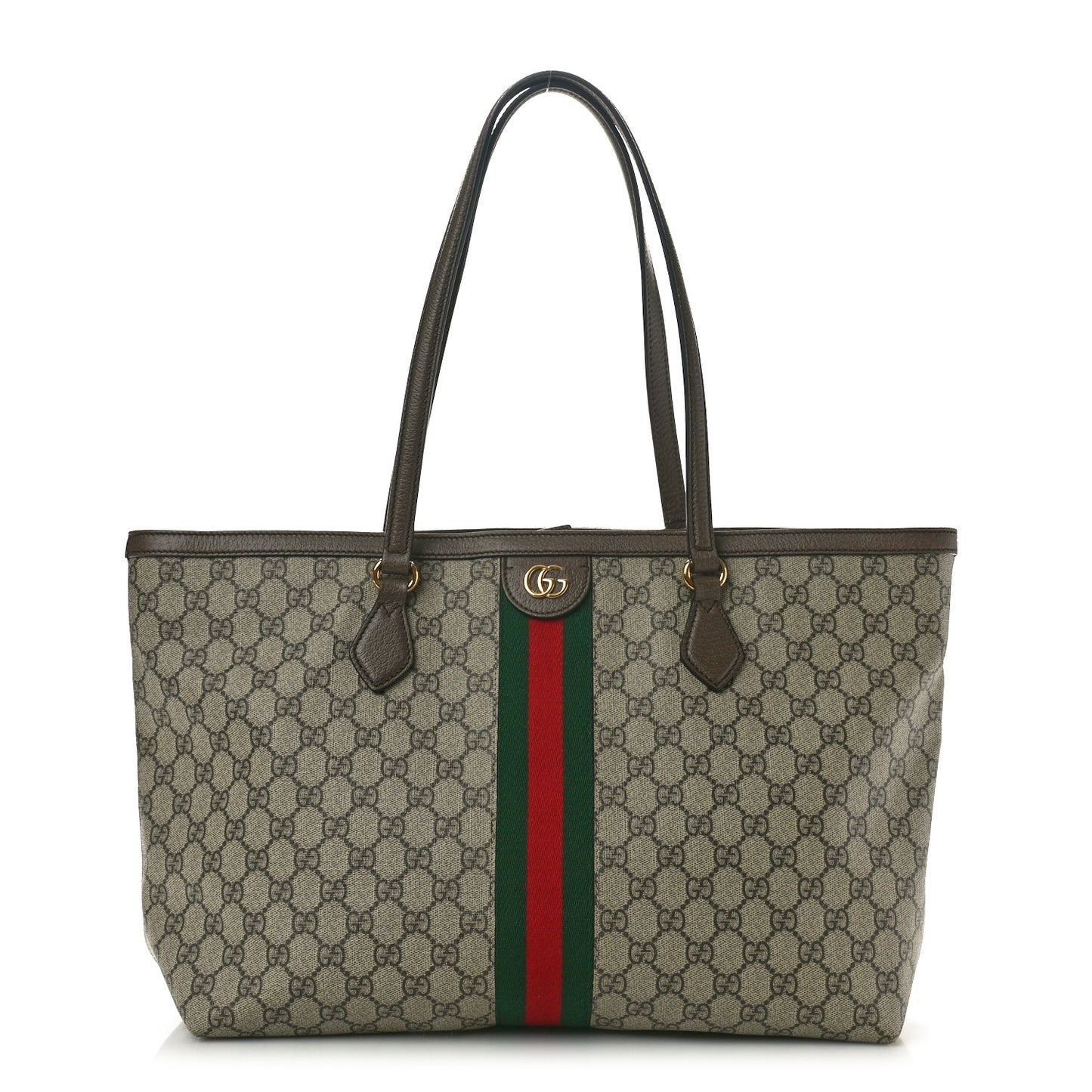 GG Supreme Monogram Medium Ophidia Shopping Tote Brown