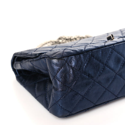 Chanel Metallic Aged Calfskin Quilted 2.55 Reissue 226 Flap Dark Navy Blue 8 of 9