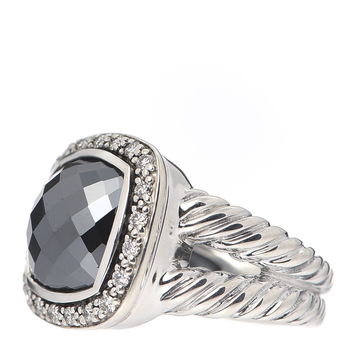Sterling Silver Diamond Hematite 11mm Albion Ring 52 6