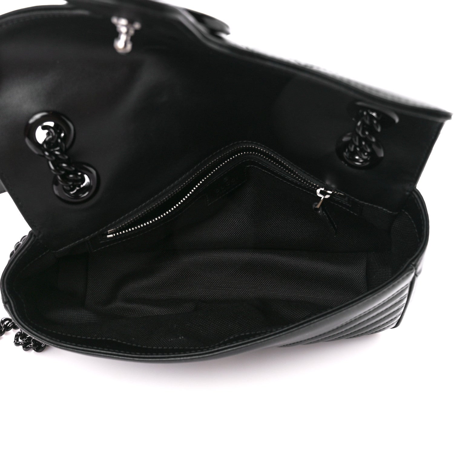 Gucci Calfskin Matelasse Monochrome Small GG Marmont Shoulder Bag Black 5 of 10
