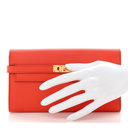 Hermes Epsom Kelly Longue Wallet Orange Poppy 2 of 8