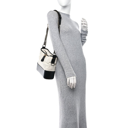 Chanel Aged Calfskin Quilted Medium Gabrielle Hobo White Black 2 of 10