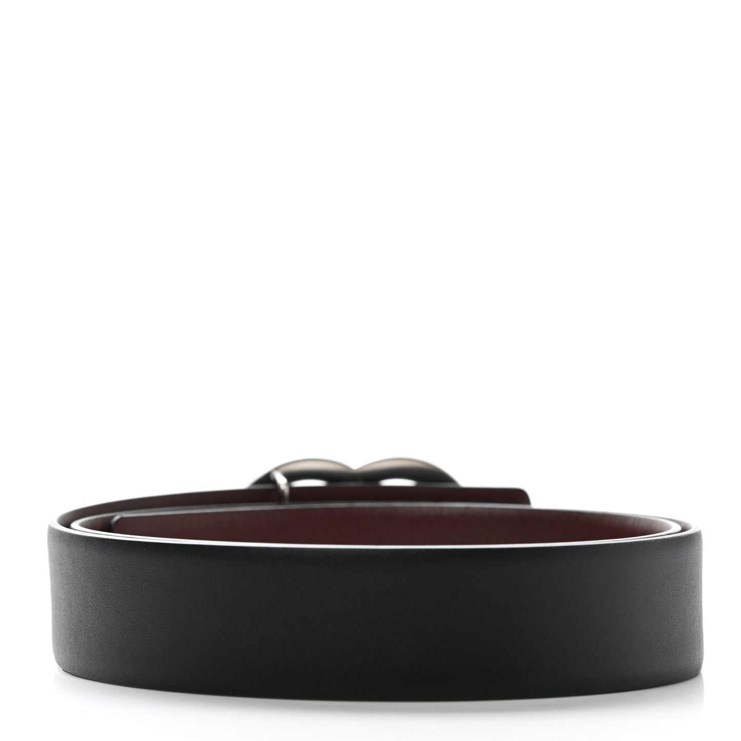Calfskin CC Reversible Belt Black Burgundy