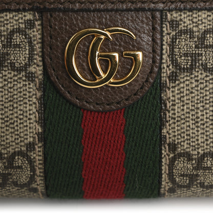 Gucci GG Supreme Monogram Textured Dollar Calfskin Web Ophidia Zip Around Card Case Wallet Beige Ebony New Acero 8 of 10