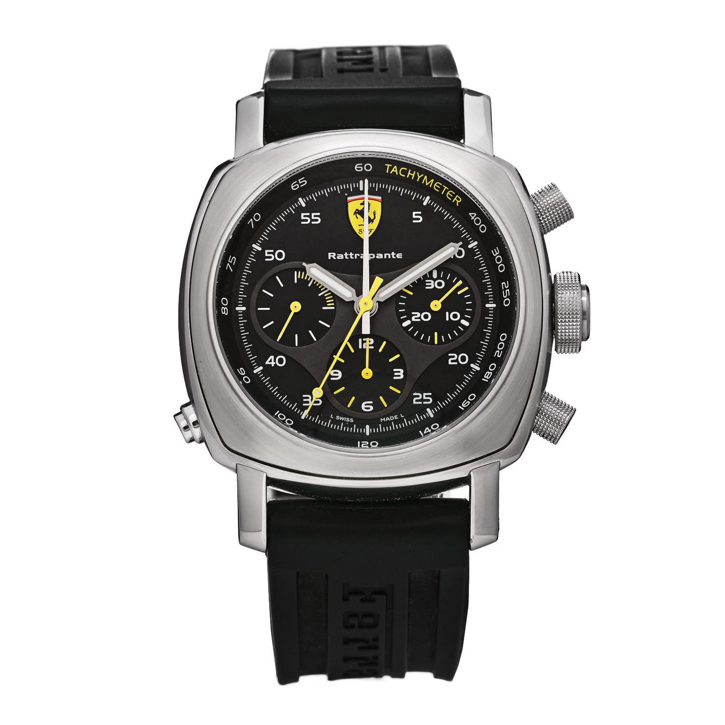 Stainless Steel Rubber 45mm Ferrari Rattrapante Limited Edition Automatic Watch Black FER00010