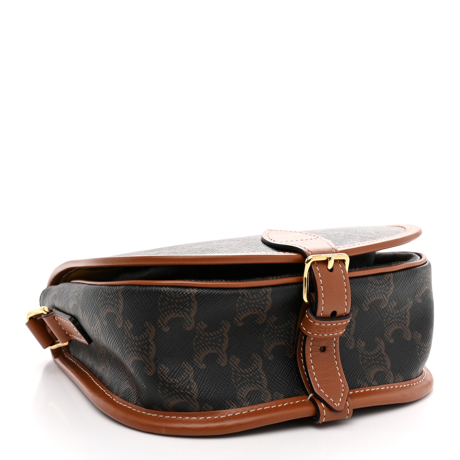 Celine Triomphe Canvas Medium Folco Bag Tan 4 of 11