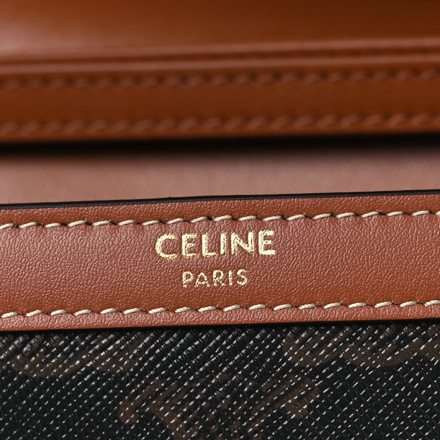 Triomphe Canvas Calfskin Margo Wallet on Chain Tan