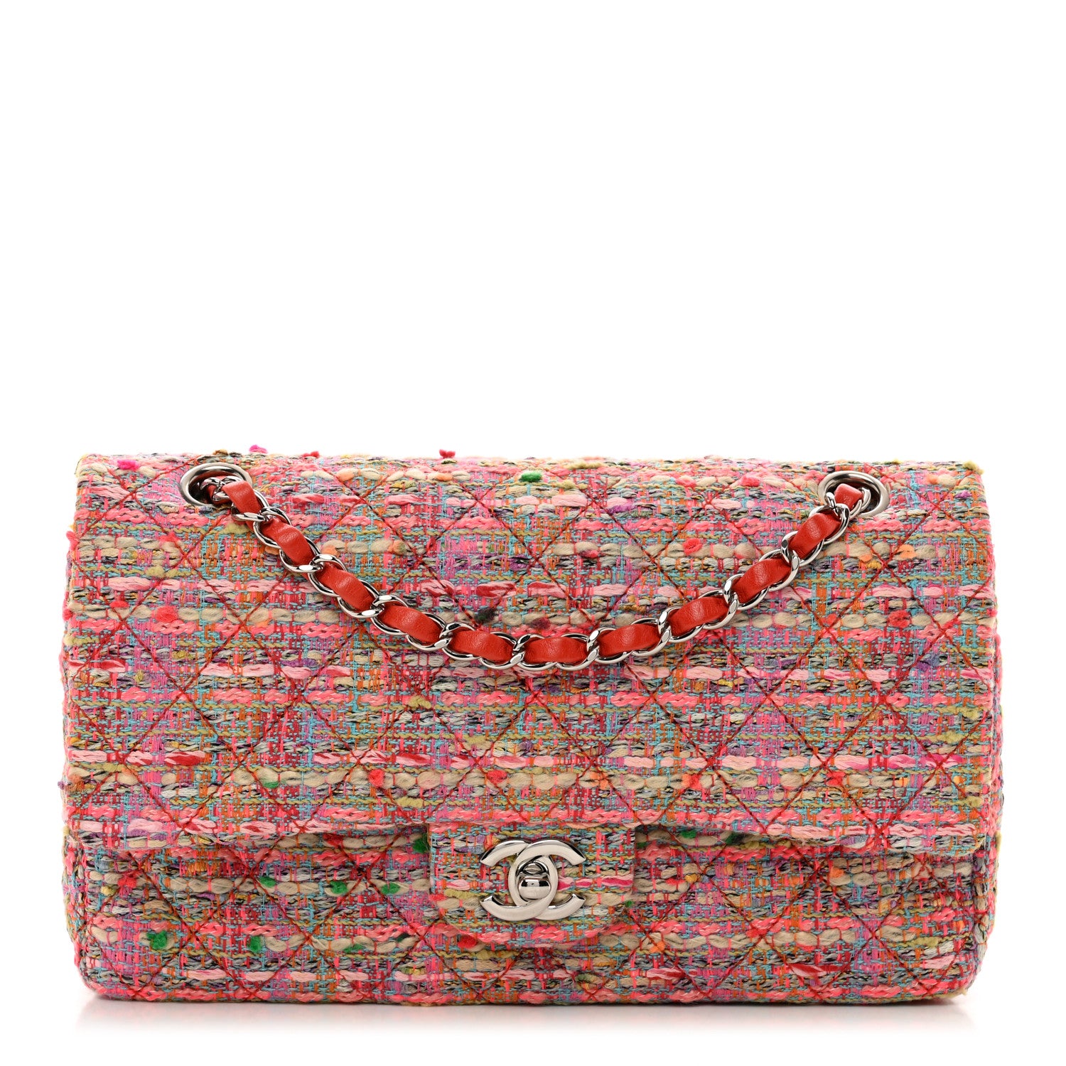 Chanel Tweed Quilted Medium Double Flap Multicolor 1 of 10