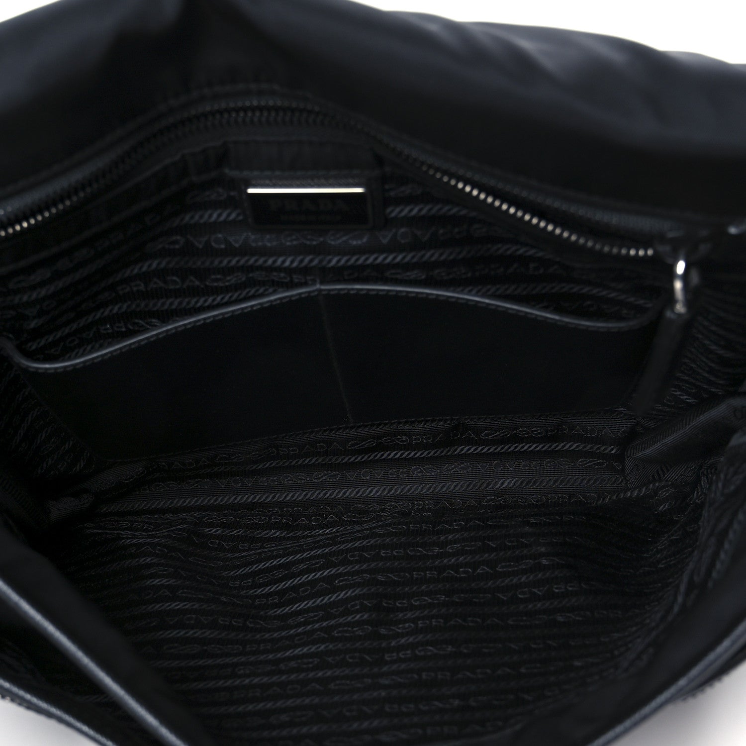Prada Tessuto Nylon Saffiano Large Double Snap Buckle Messenger Bag Black 5 of 10