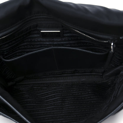 Prada Tessuto Nylon Saffiano Large Double Snap Buckle Messenger Bag Black 5 of 10