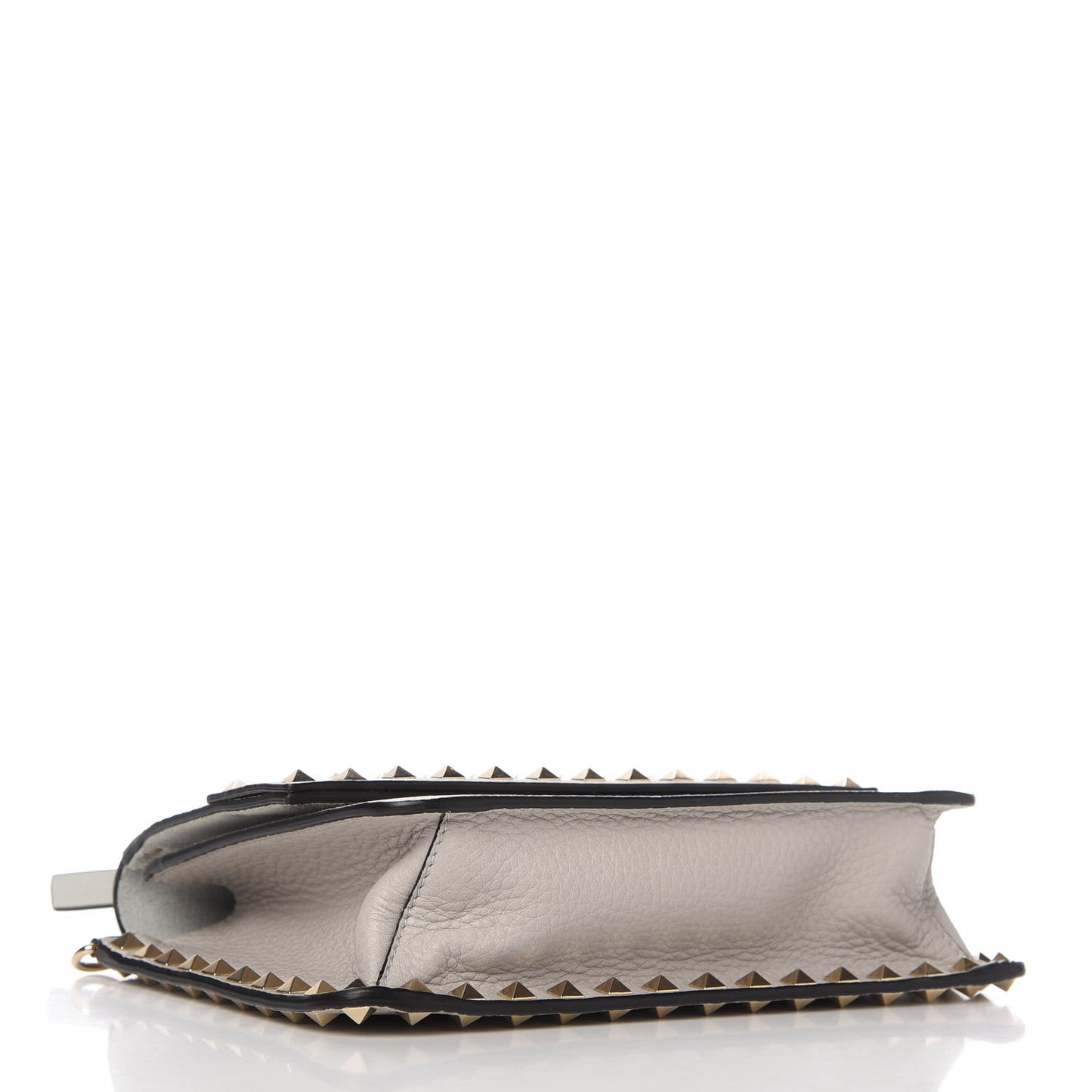 Pebbled Calfskin Rockstud Side Slip Crossbody Pastel Grey