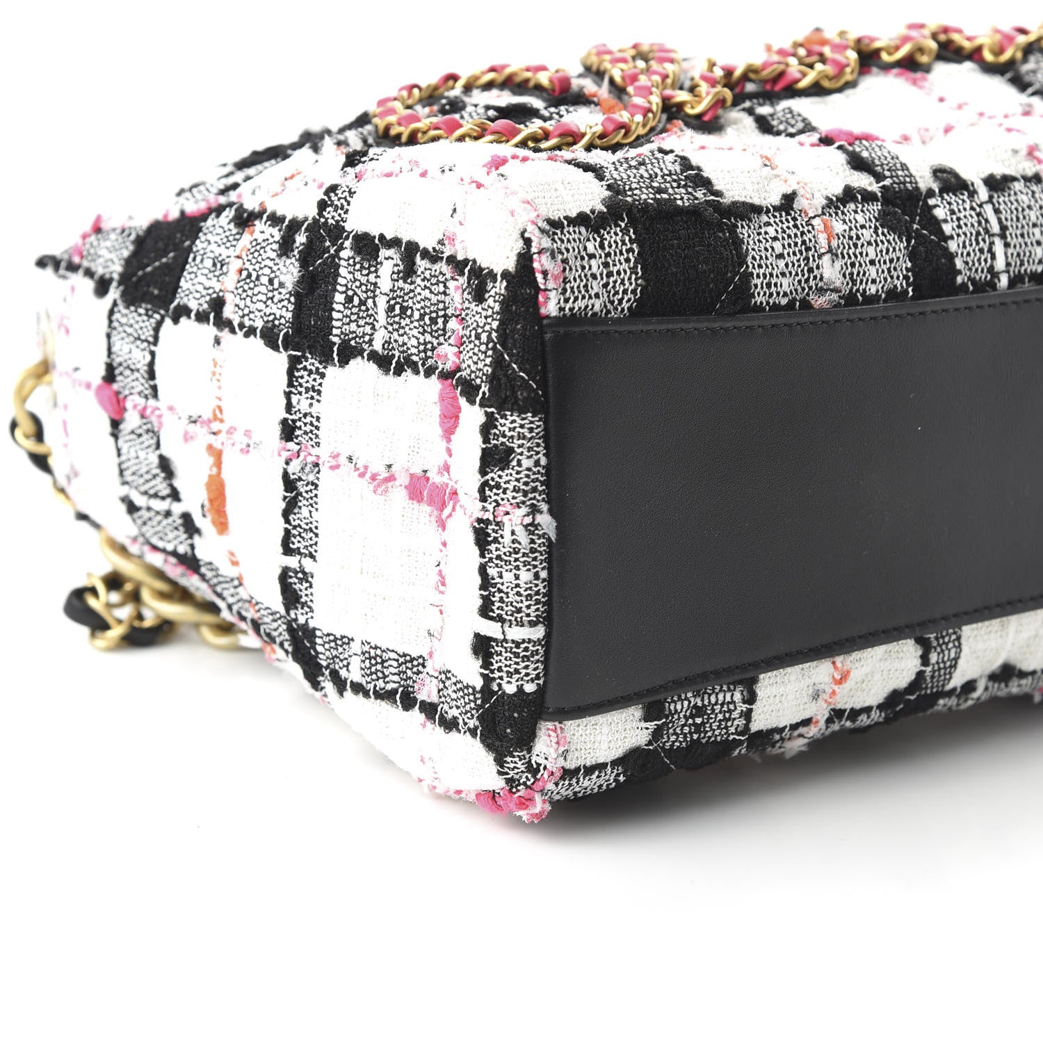 Chanel Tweed Calfskin Signe Hobo Coral White Black 8 of 10