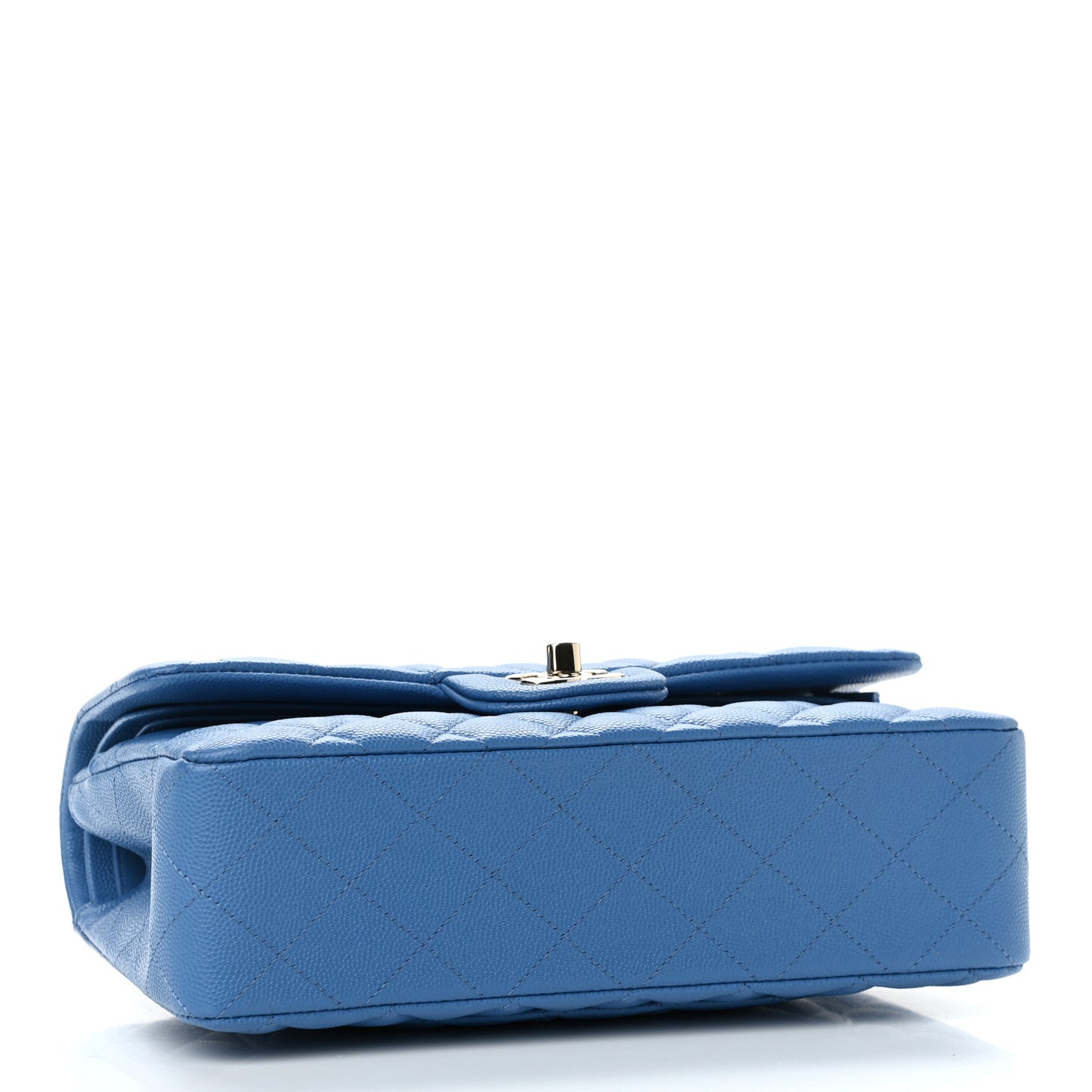 Caviar Quilted Small Double Flap Blue