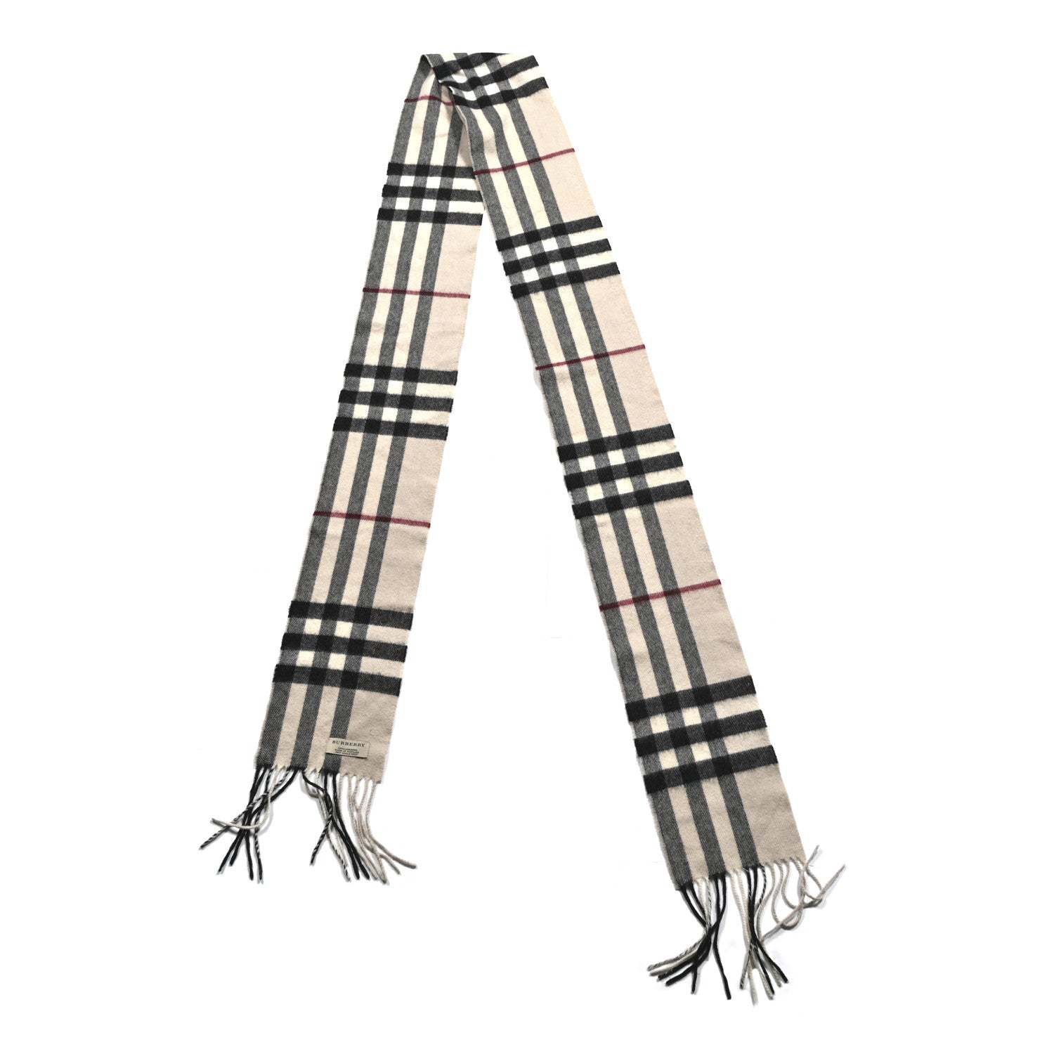 Burberry Cashmere Giant Check Fringe Scarf Ivory 3 of 3