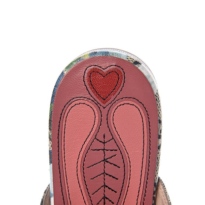 Gucci GG Supreme Monogram Blooms Womens Princetown Slippers 37.5 Beige Blue Navy Hibiscus Red 6 of 10