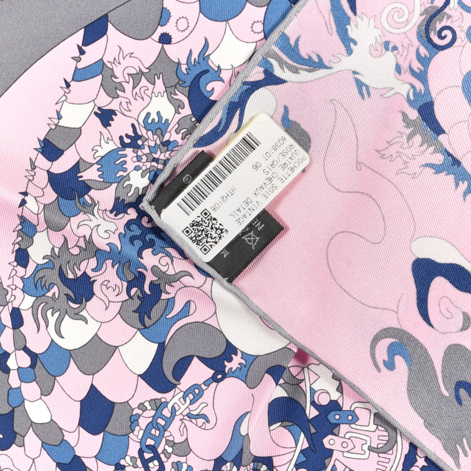 Hermes Silk Vintage Quatre Chevaux Detail Rose Gris 4 of 4