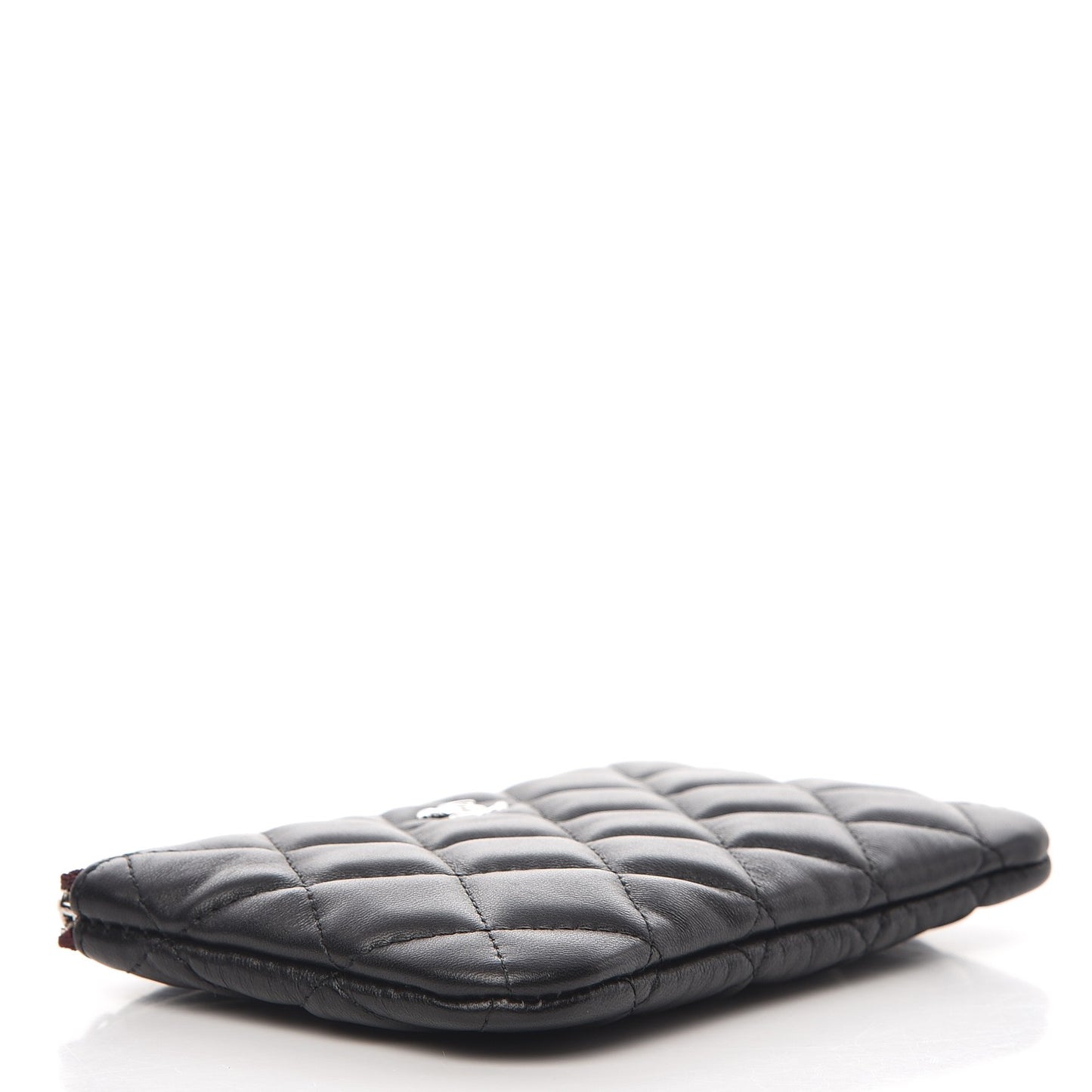 Lambskin Quilted Small Cosmetic Case Black