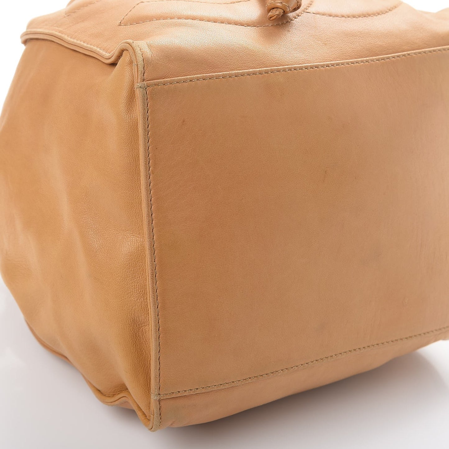 Lambskin CC Drawstring Bag Beige