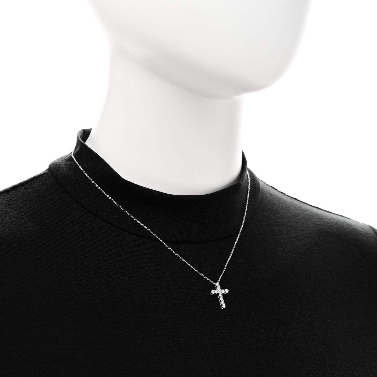 Platinum Diamond Small Cross Pendant Necklace