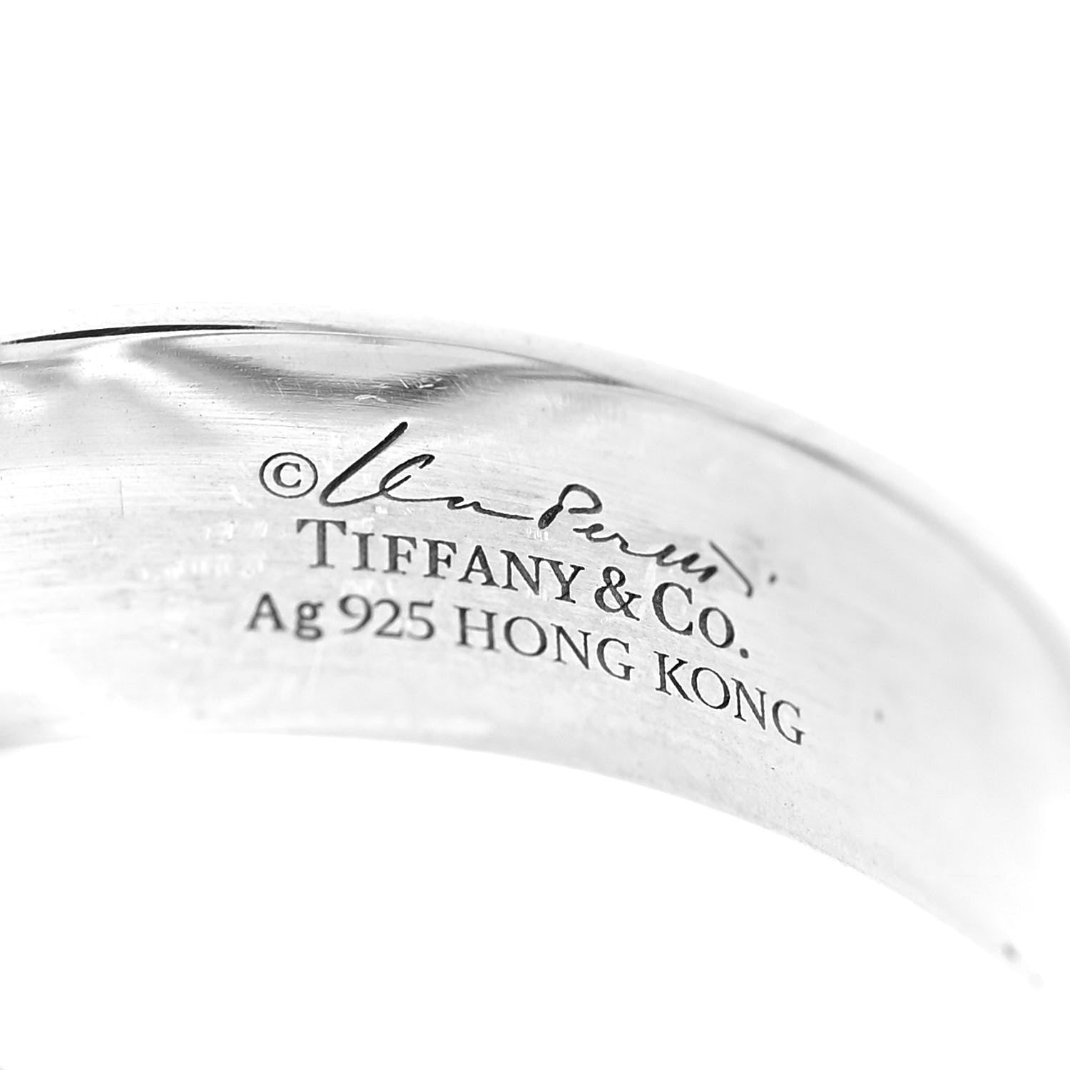 Tiffany Sterling Silver Black Jade Elsa Peretti Sevillana Ring 55 7.25 5 of 5